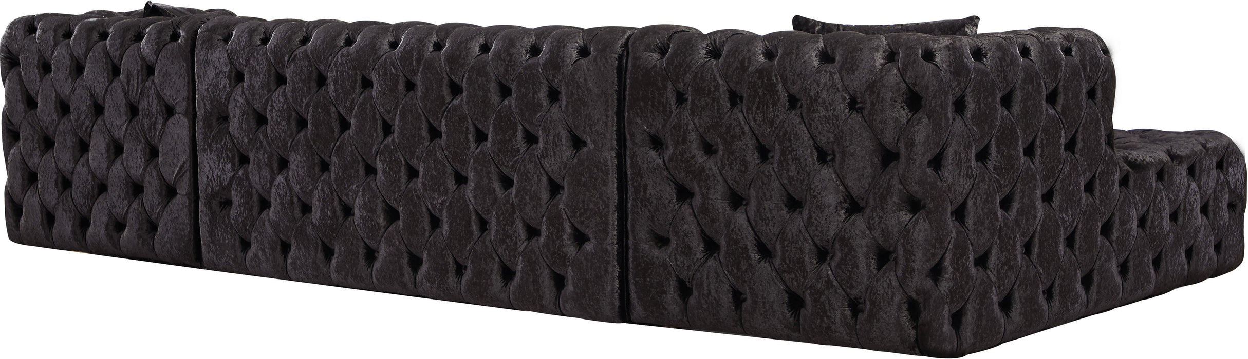 Coco Black Velvet 3pc. Sectional (3 Boxes)