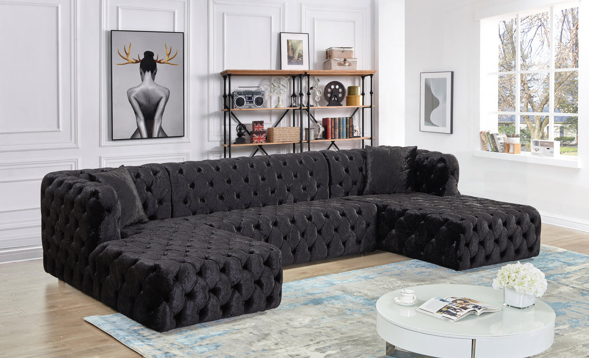 Coco Black Velvet 3pc. Sectional (3 Boxes)