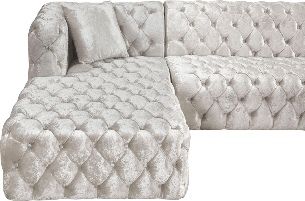 Coco White Velvet 3pc. Sectional (3 Boxes)