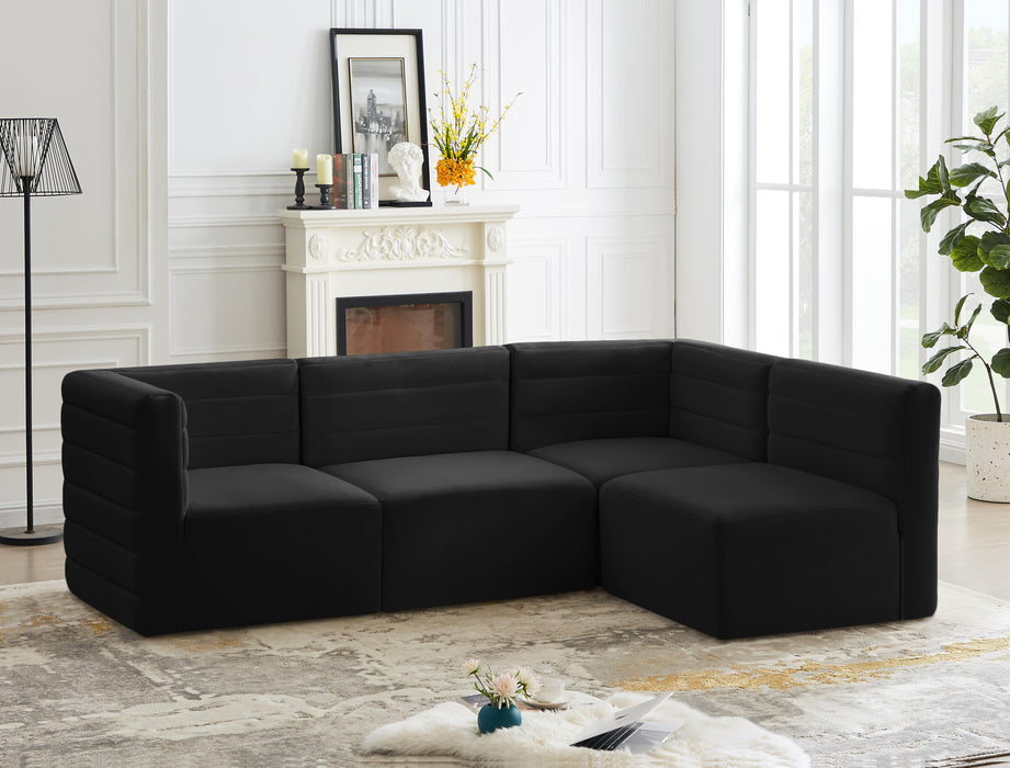 Quincy Black Velvet Modular Sectional