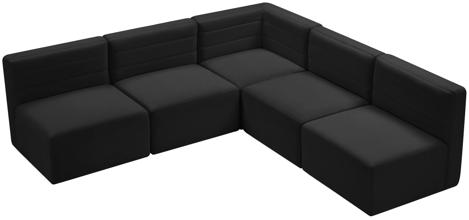 Quincy Black Velvet Modular Sectional