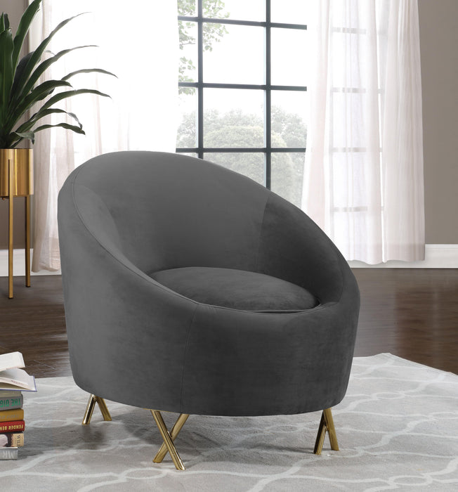 Serpentine Grey Velvet Chair