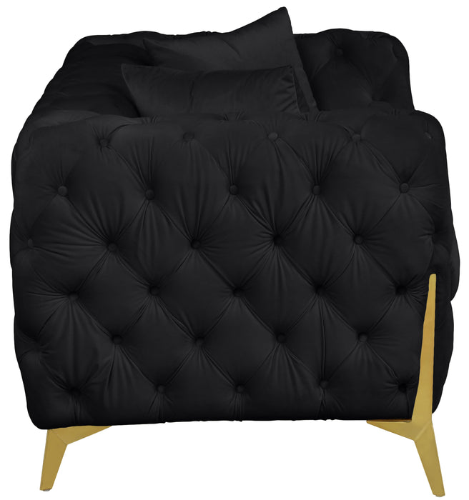 Kingdom Black Velvet Loveseat