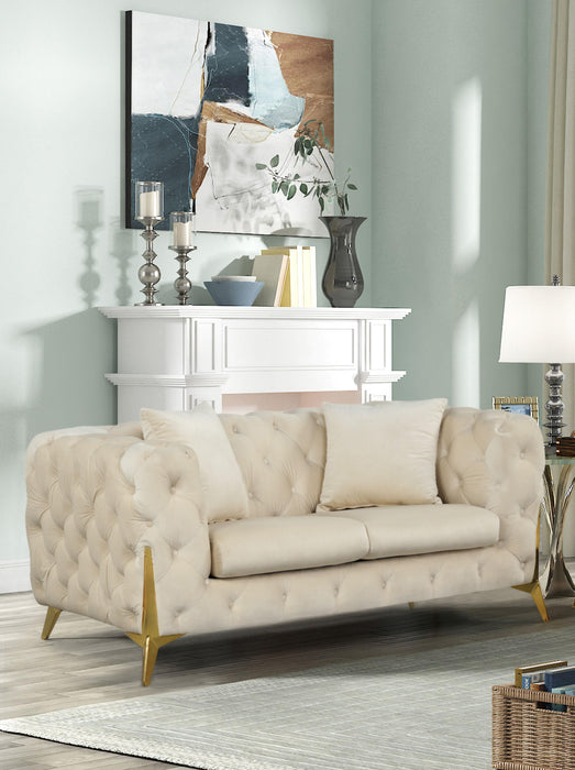 Kingdom Cream Velvet Loveseat