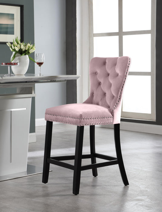 Nikki Pink Velvet Stool