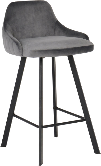 Viviene Grey Velvet Stool