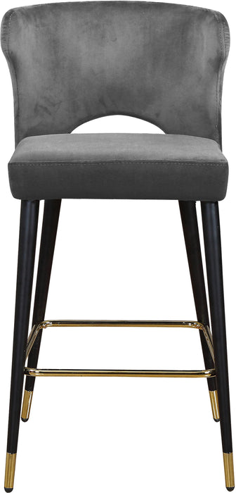 Kelly Grey Velvet Stool