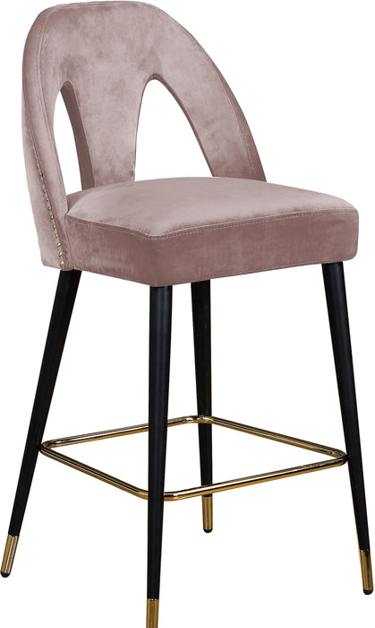 Akoya Pink Velvet Stool