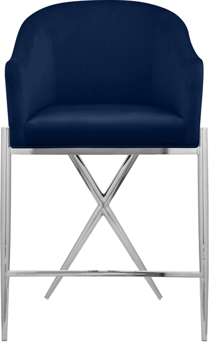 Xavier Navy Velvet Counter Stool