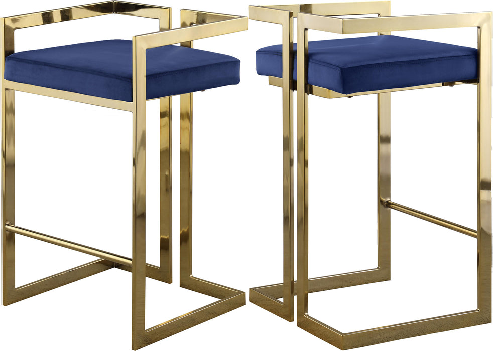 Ezra Navy Velvet Stool