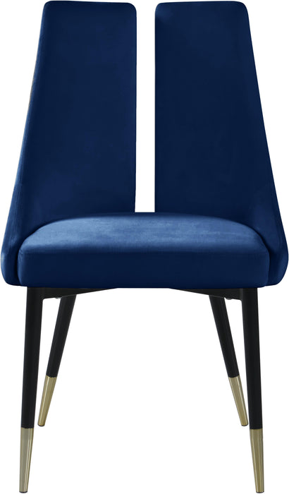 Sleek Navy Velvet Dining Chair