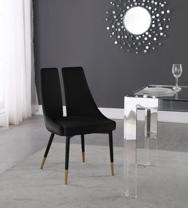 Sleek Black Velvet Dining Chair