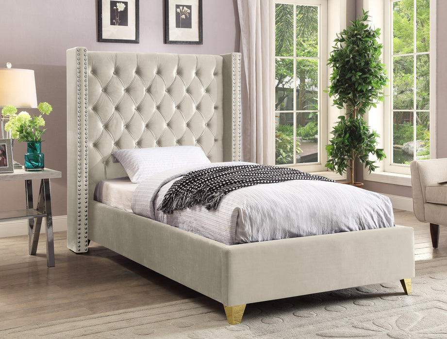 Barolo Cream Velvet Twin Bed