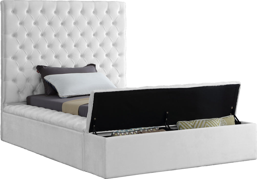 Bliss White Velvet Twin Bed (3 Boxes)