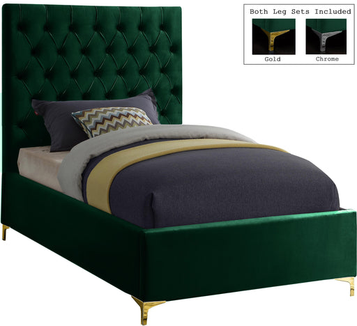 Cruz Green Velvet Twin Bed image