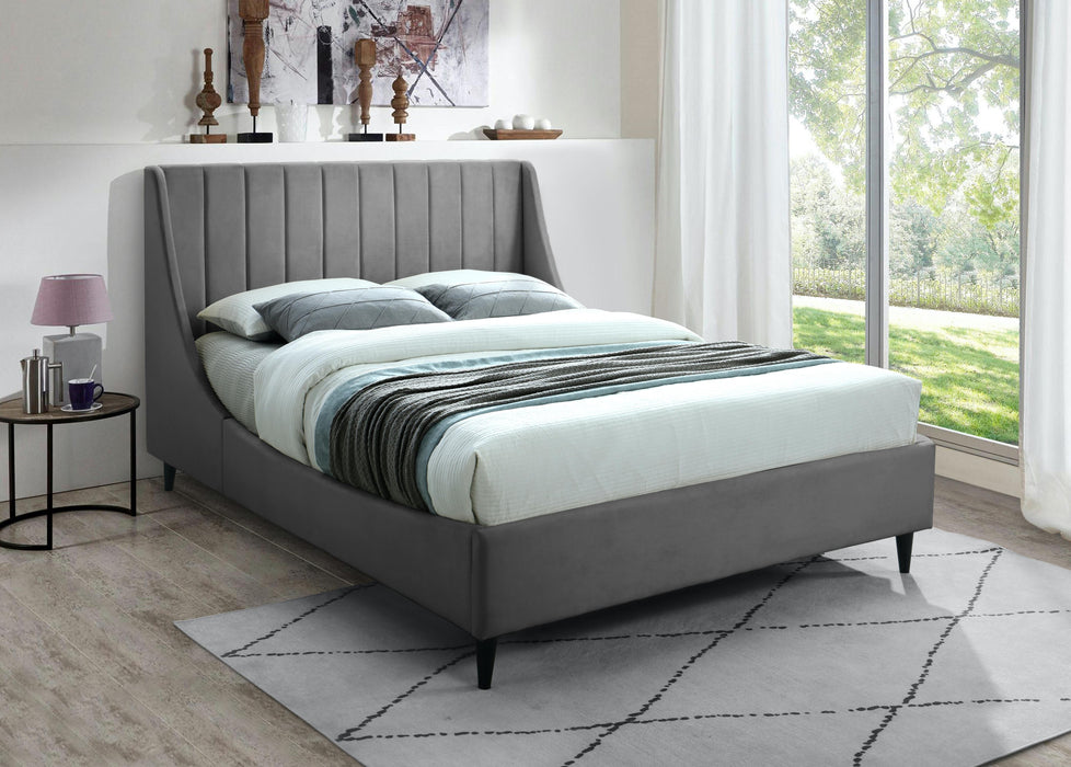 Eva Grey Velvet Full Bed