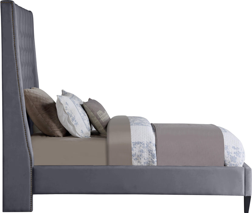 Fritz Grey Velvet Twin Bed