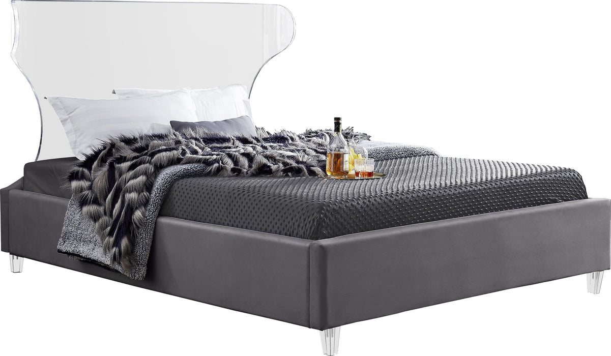 Ghost Grey Velvet Full Bed image