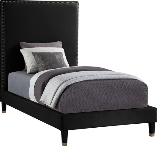 Harlie Black Velvet Twin Bed image