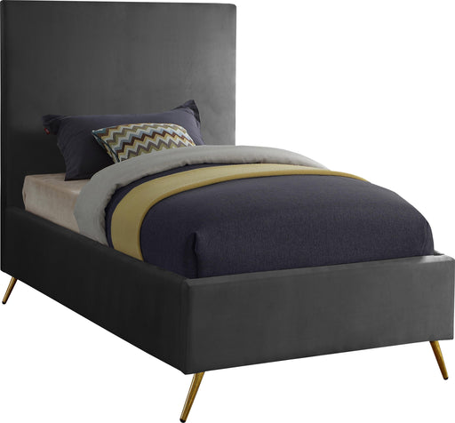 Jasmine Grey Velvet Twin Bed image