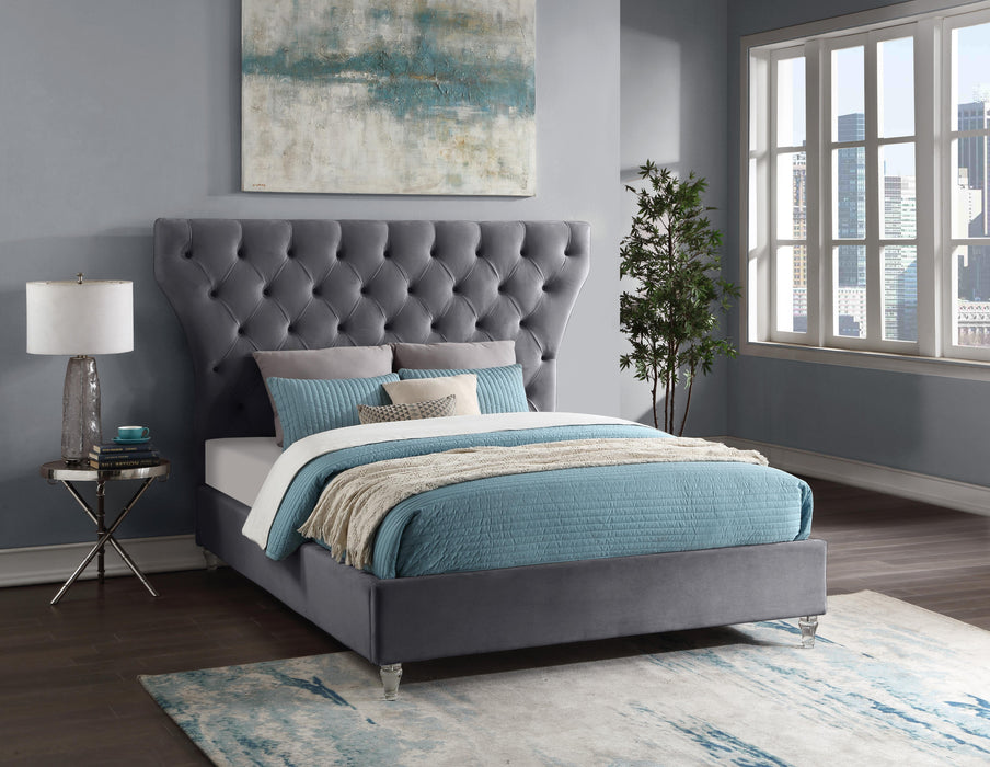 Kira Grey Velvet King Bed