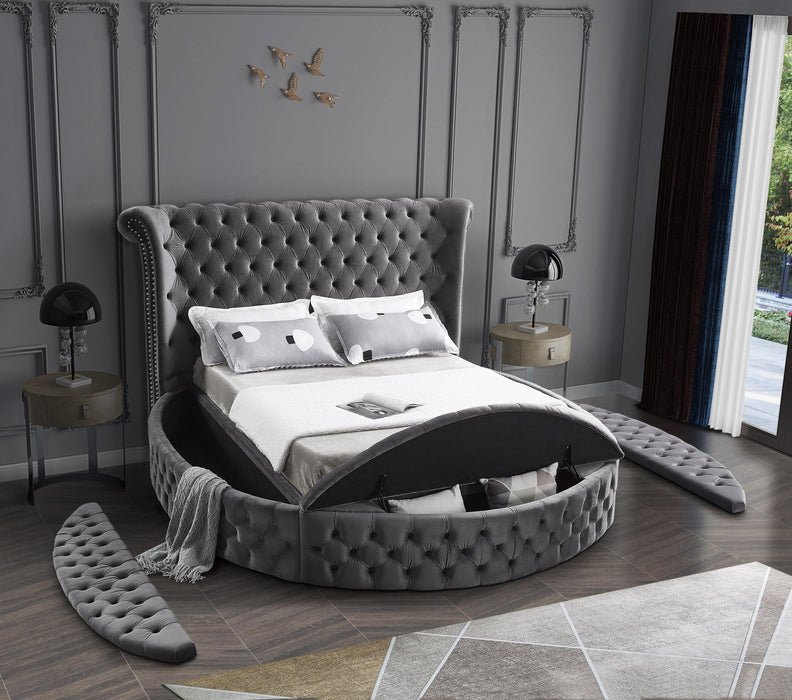 Luxus Grey Velvet King Bed (3 Boxes)