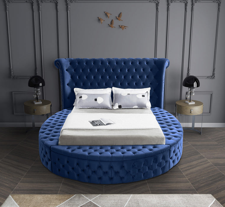 Luxus Navy Velvet Queen Bed (3 Boxes)