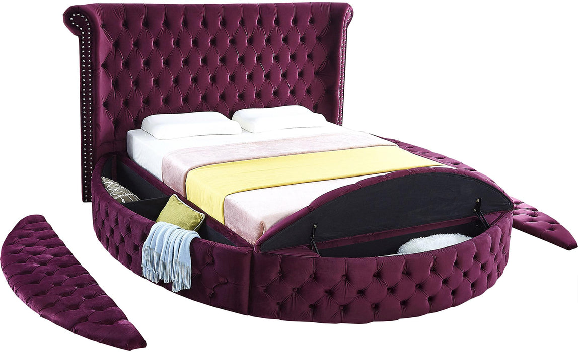 Luxus Purple Velvet Queen Bed