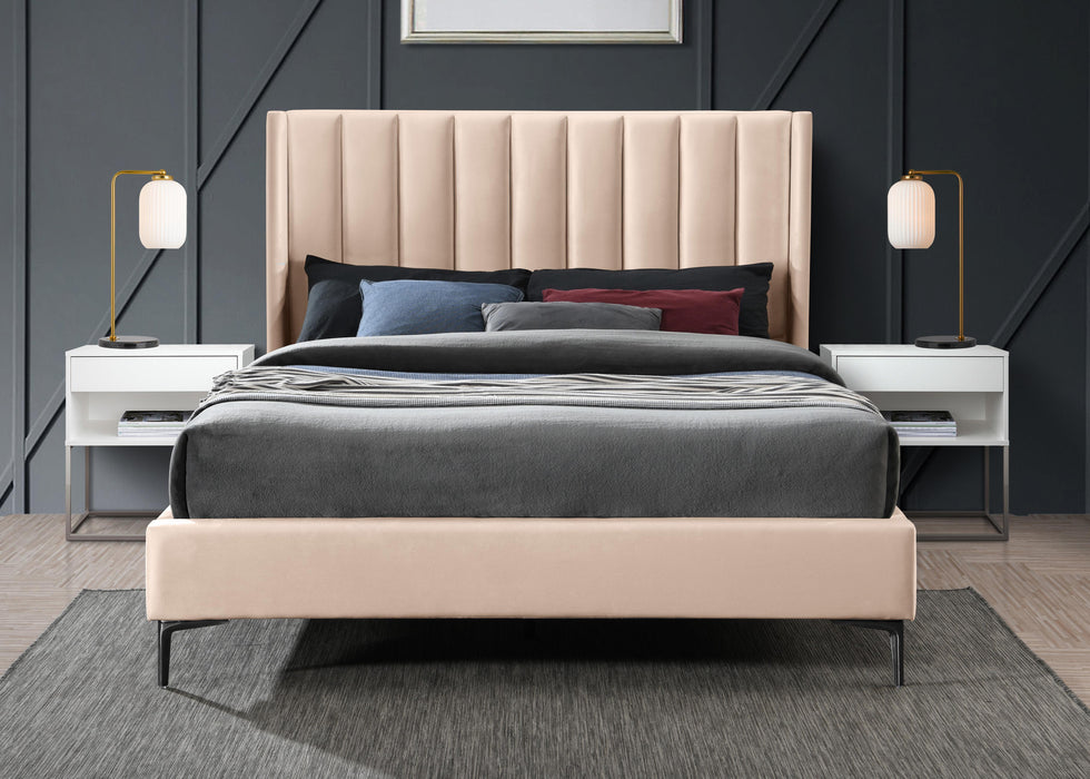 Nadia Pink Velvet Queen Bed