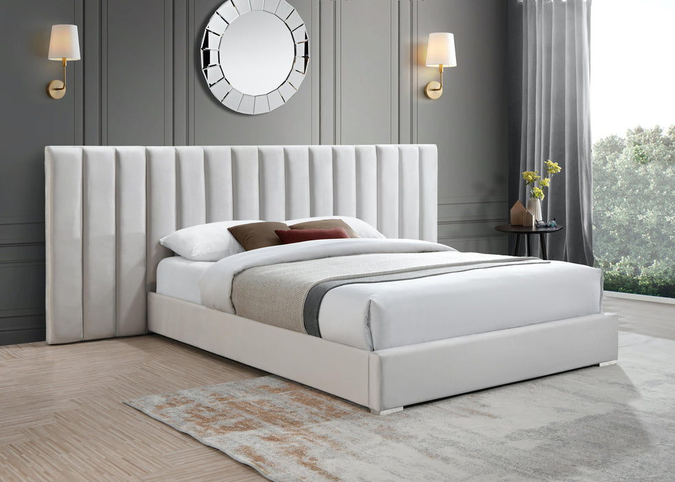 Pablo Cream Velvet King Bed