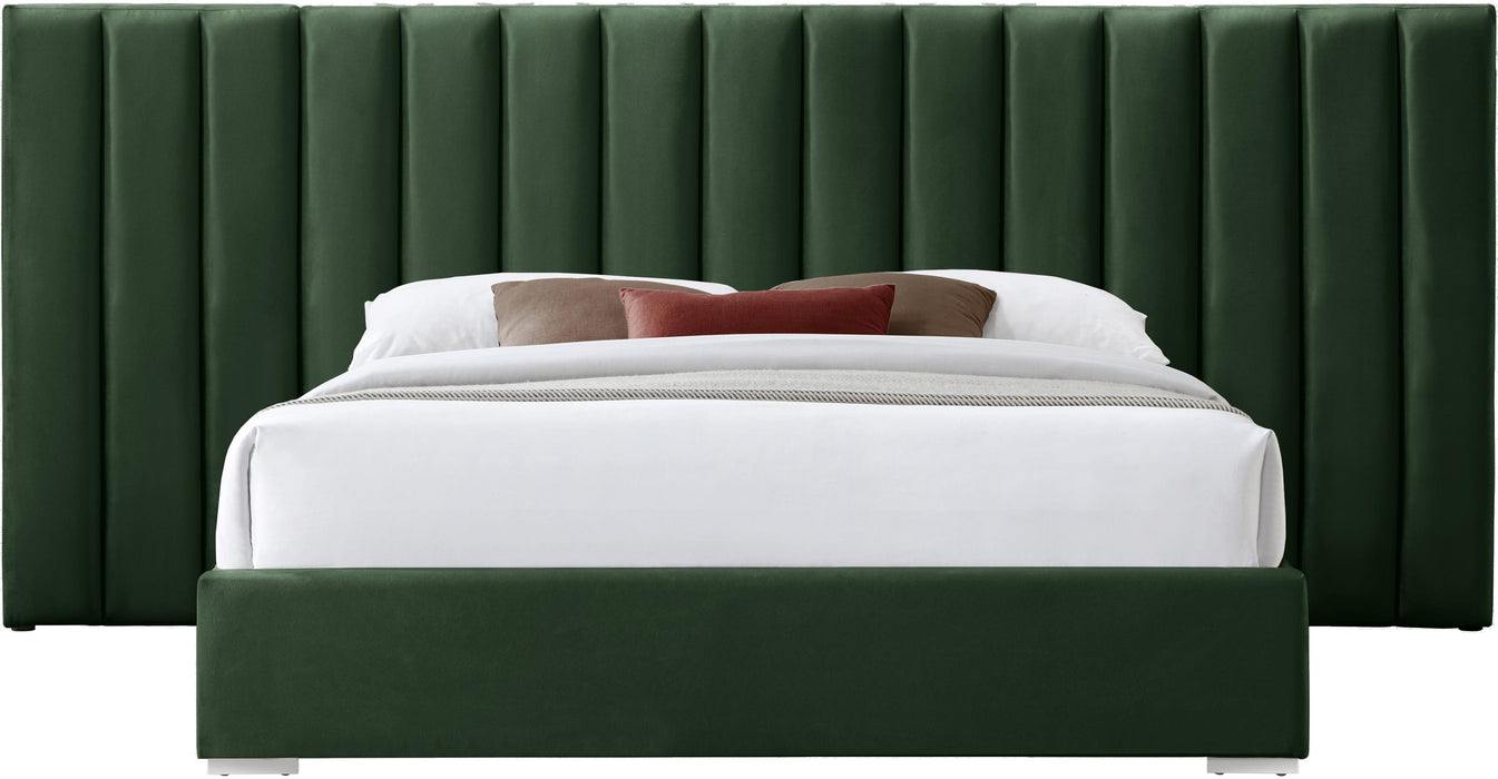 Pablo Green Velvet King Bed