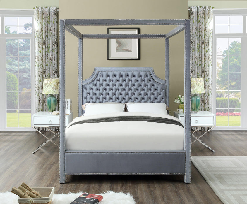 Rowan Grey Velvet King Bed (3 Boxes)