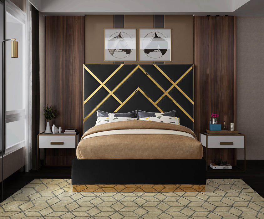 Vector Black Velvet King Bed