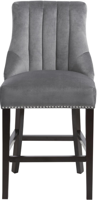 Oxford Grey Velvet Stool