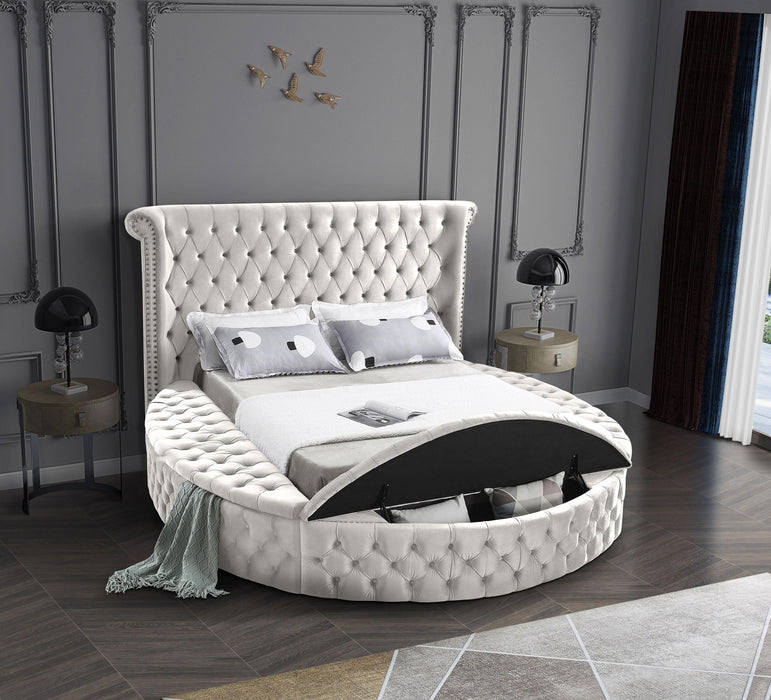 Luxus Cream Velvet Queen Bed (3 Boxes)