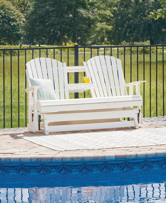 Hyland wave Outdoor Glider Loveseat - Yulissa Home Furnishings (NJ)