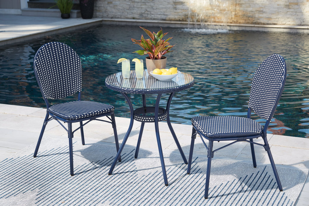 Odyssey Blue Outdoor Table and Chairs (Set of 3) - Yulissa Home Furnishings (NJ)