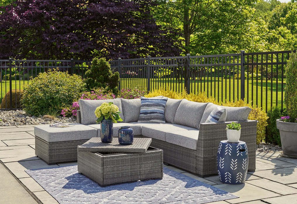 Petal Road Outdoor Loveseat Sectional/Ottoman/Table Set (Set of 4) - Yulissa Home Furnishings (NJ)