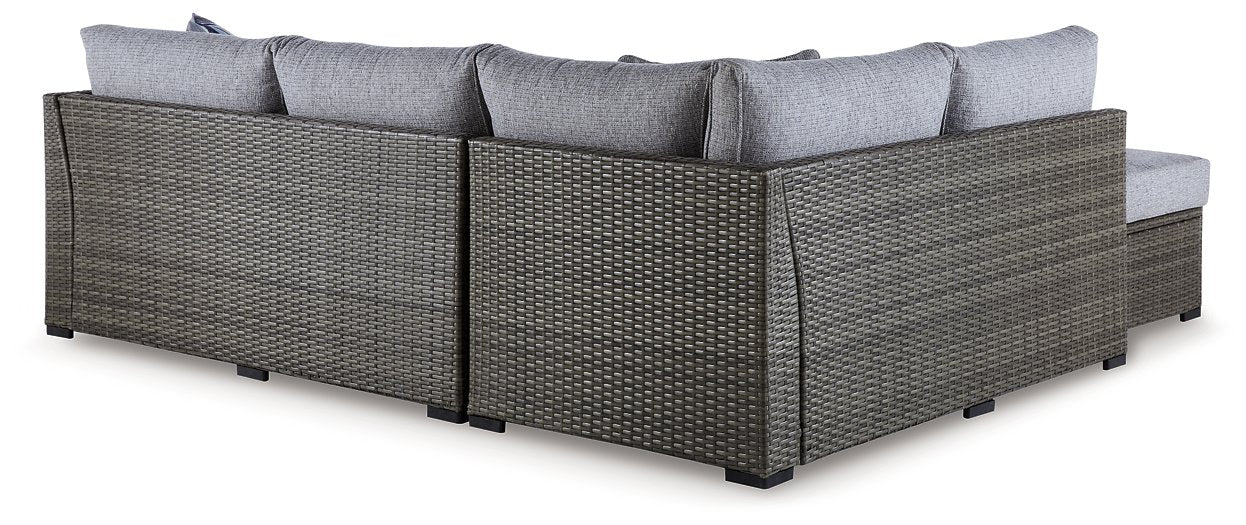 Petal Road Outdoor Loveseat Sectional/Ottoman/Table Set (Set of 4) - Yulissa Home Furnishings (NJ)