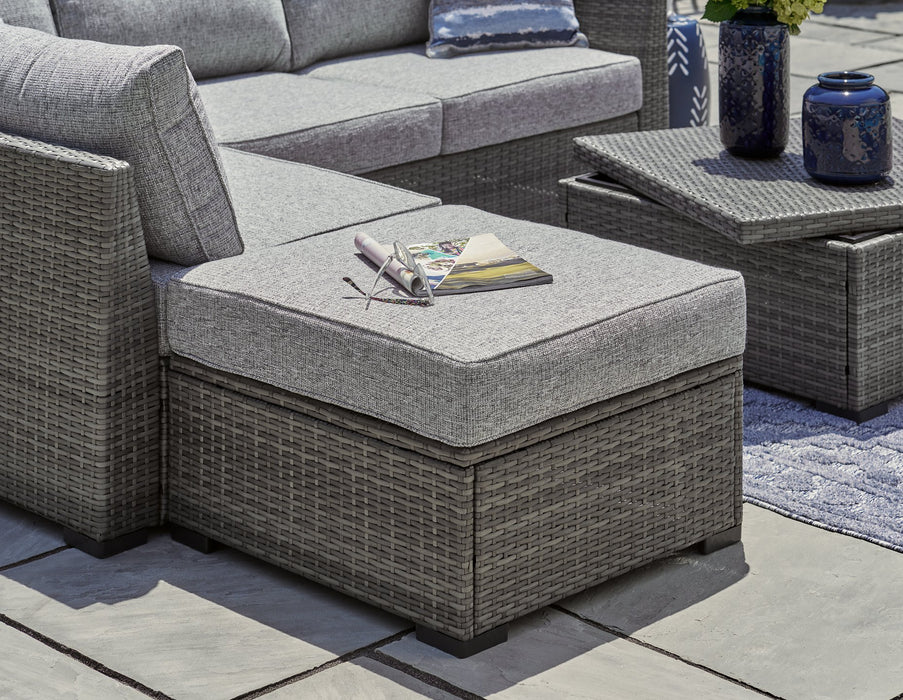 Petal Road Outdoor Loveseat Sectional/Ottoman/Table Set (Set of 4) - Yulissa Home Furnishings (NJ)