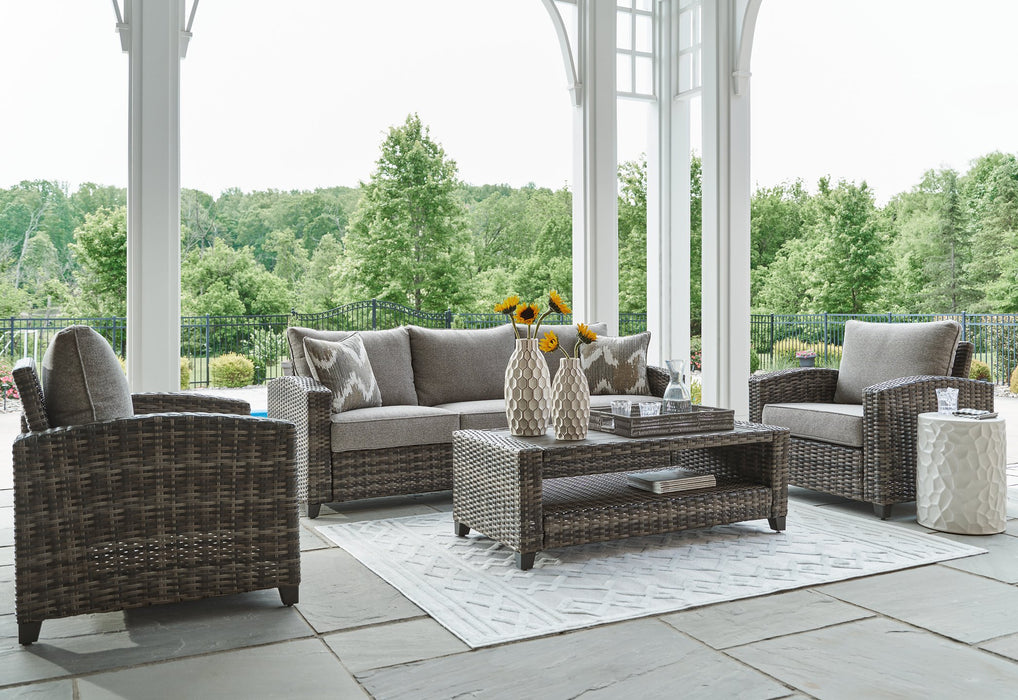 Oasis Court Outdoor Sofa/Chairs/Table Set (Set of 4) - Yulissa Home Furnishings (NJ)