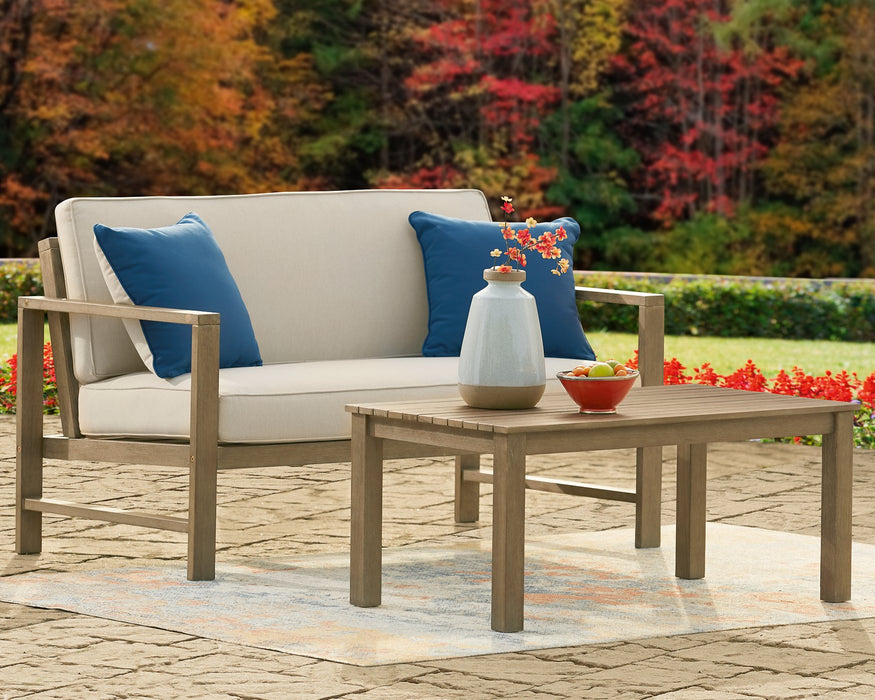 Fynnegan Outdoor Loveseat with Table (Set of 2) - Yulissa Home Furnishings (NJ)