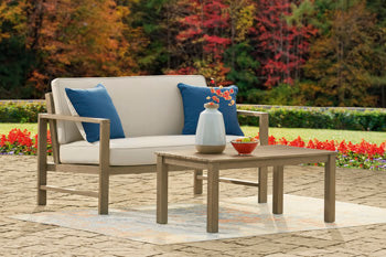 Fynnegan Outdoor Loveseat with Table (Set of 2) - Yulissa Home Furnishings (NJ)