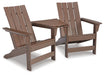 Emmeline 2 Adirondack Chairs with Tete-A-Tete Table Connector - Yulissa Home Furnishings (NJ)