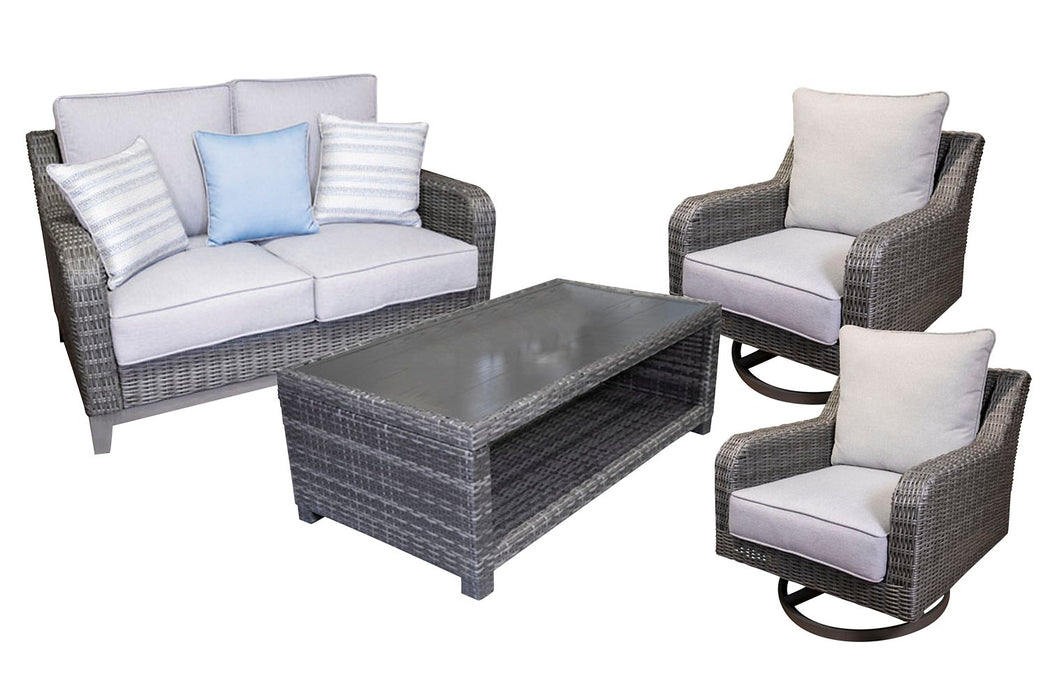 Elite Park Outdoor Loveseat, Lounge Chairs and Cocktail Table - Yulissa Home Furnishings (NJ)