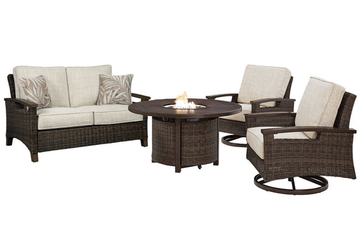 Paradise Trail Outdoor Loveseat, Lounge Chairs and Fire Pit Table - Yulissa Home Furnishings (NJ)