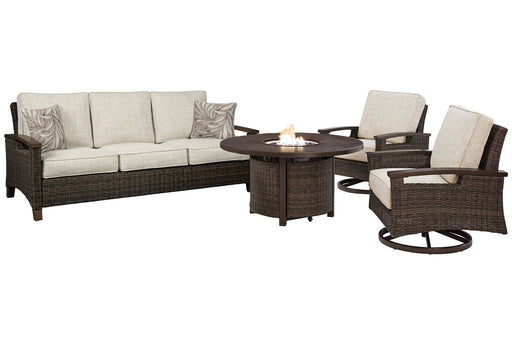 Paradise Trail Outdoor Sofa, Lounge Chairs and Fire Pit Table - Yulissa Home Furnishings (NJ)