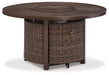 Paradise Trail Paradise Trail Fire Pit Table with 4 Nuvella Swivel Lounge Chairs - Yulissa Home Furnishings (NJ)