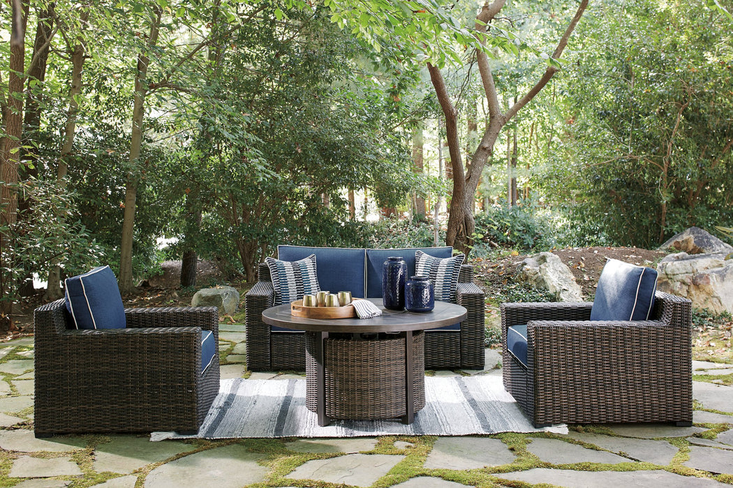 Grasson Lane Grasson Lane Nuvella Loveseat and 2 Lounge Chairs with Fire Pit Table - Yulissa Home Furnishings (NJ)