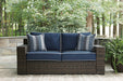 Grasson Lane Grasson Lane Nuvella Loveseat with Fire Pit Table - Yulissa Home Furnishings (NJ)